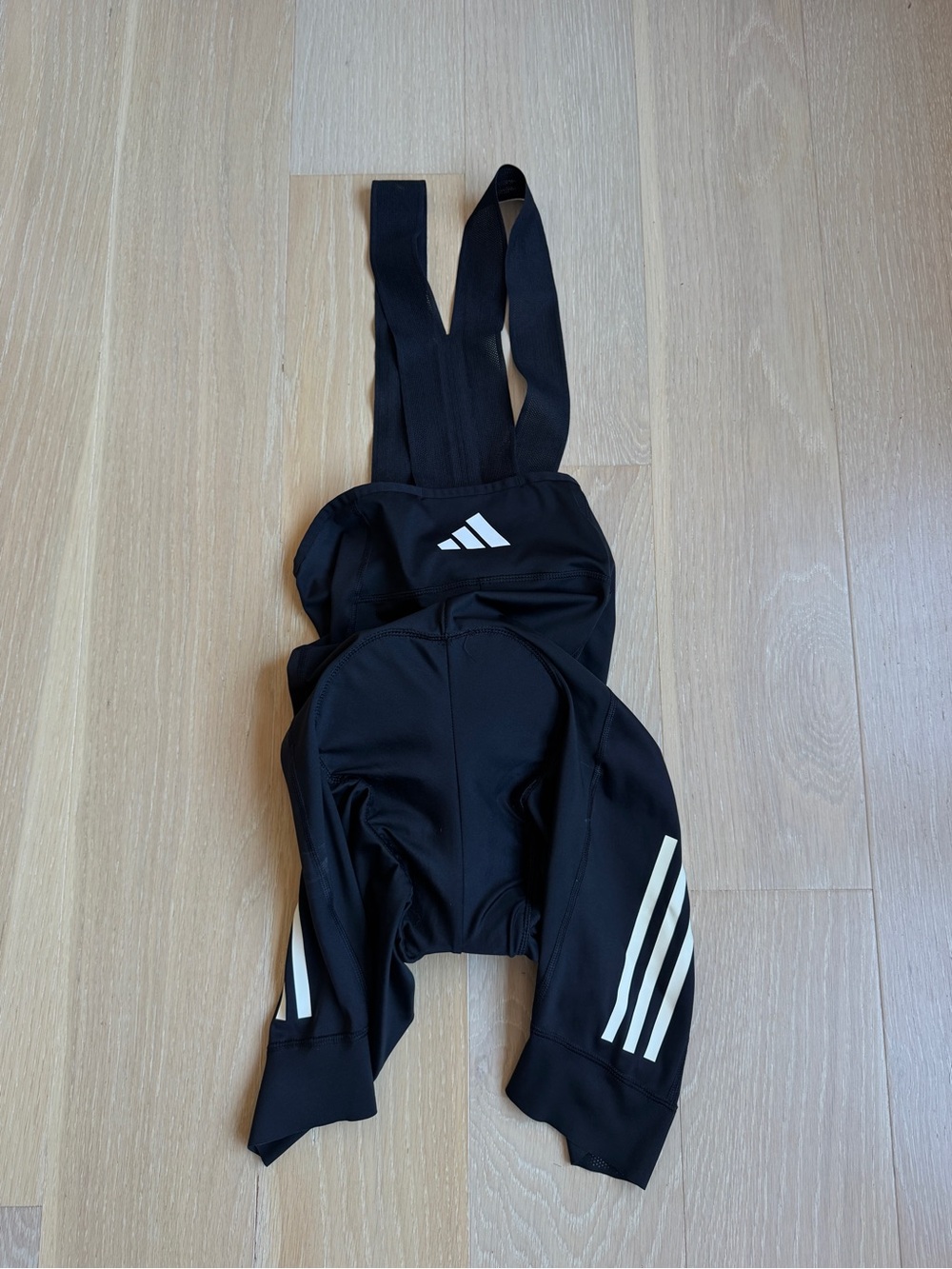Adidas Men’s Black Cycling Bib Shorts with White Three-Stripes